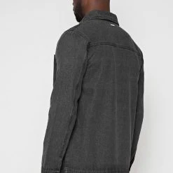 Man Jackets Washed Denim Coach Jacket - Dark Grey CO-ORDS
