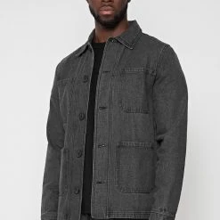 Man Jackets Washed Denim Coach Jacket - Dark Grey CO-ORDS