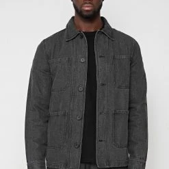 Man Jackets Washed Denim Coach Jacket - Dark Grey CO-ORDS