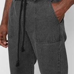 Man Denim Washed Denim Jeans - Dark Grey