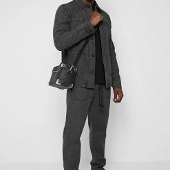 Man Denim Washed Denim Jeans - Dark Grey