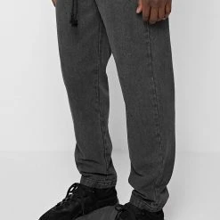 Man Denim Washed Denim Jeans - Dark Grey