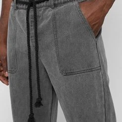 Man Denim Washed Denim Jeans - Grey