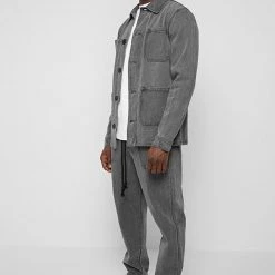 Man Denim Washed Denim Jeans - Grey