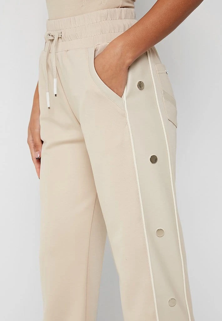Woman Tracksuits Wide Leg Trousers With Poppers - Beige