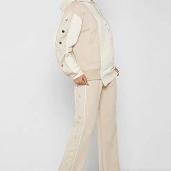 Woman Tracksuits Wide Leg Trousers With Poppers - Beige