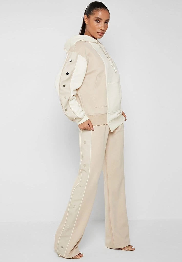Woman Tracksuits Wide Leg Trousers With Poppers - Beige