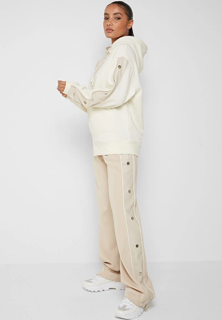 Woman Tracksuits Wide Leg Trousers With Poppers - Beige