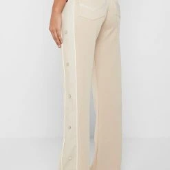 Woman Tracksuits Wide Leg Trousers With Poppers - Beige