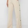 Woman Tracksuits Wide Leg Trousers With Poppers - Beige