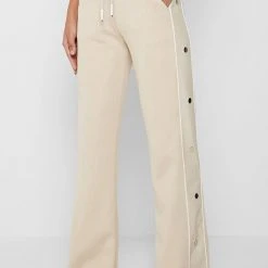 Woman Tracksuits Wide Leg Trousers With Poppers - Beige