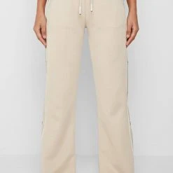Woman Tracksuits Wide Leg Trousers With Poppers - Beige