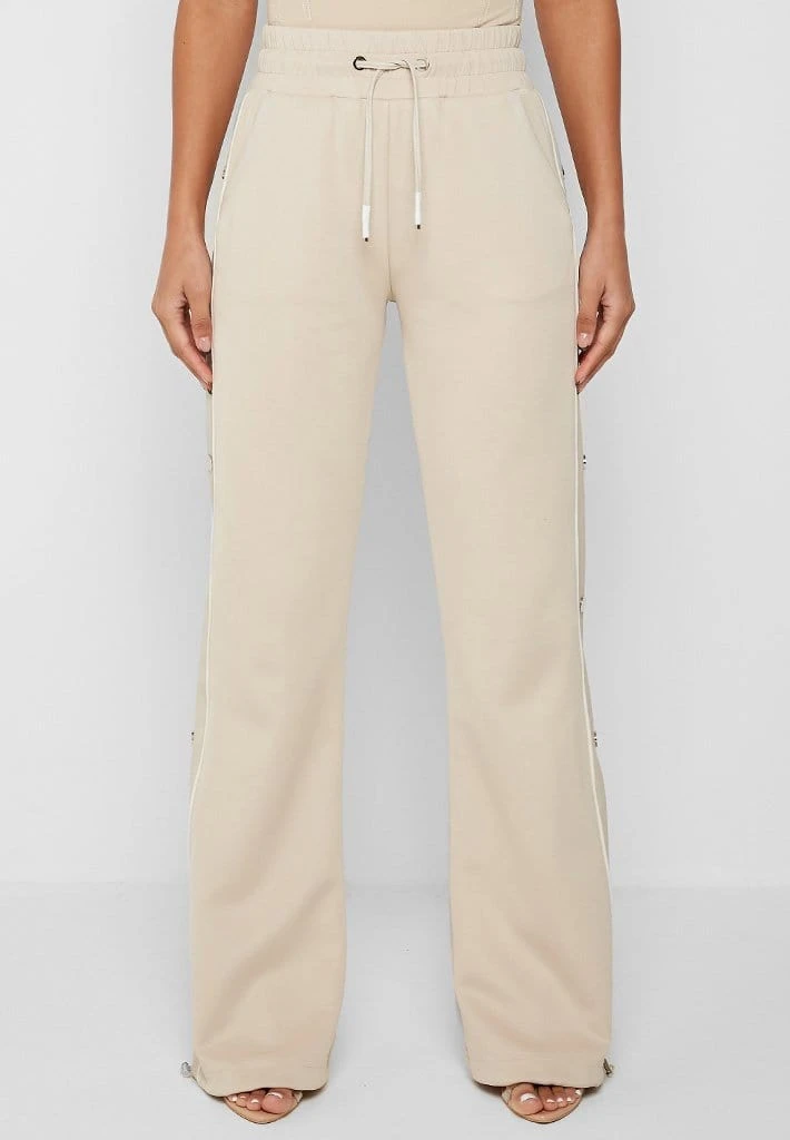 Woman Tracksuits Wide Leg Trousers With Poppers - Beige