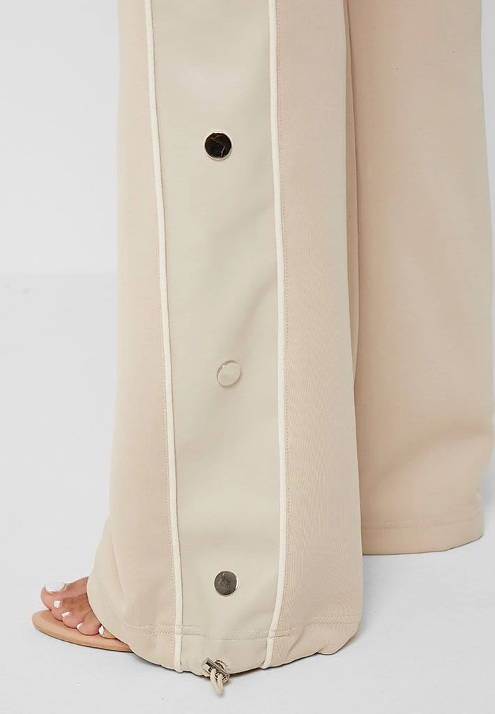Woman Tracksuits Wide Leg Trousers With Poppers - Beige