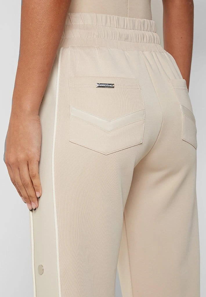 Woman Tracksuits Wide Leg Trousers With Poppers - Beige