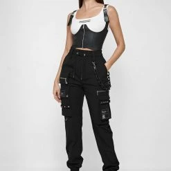 Woman Tops TOPS & T SHIRTS Vegan Leather Corset Crop Top - White