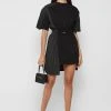 Woman Dresses Pinstripe T Shirt Dress - Black