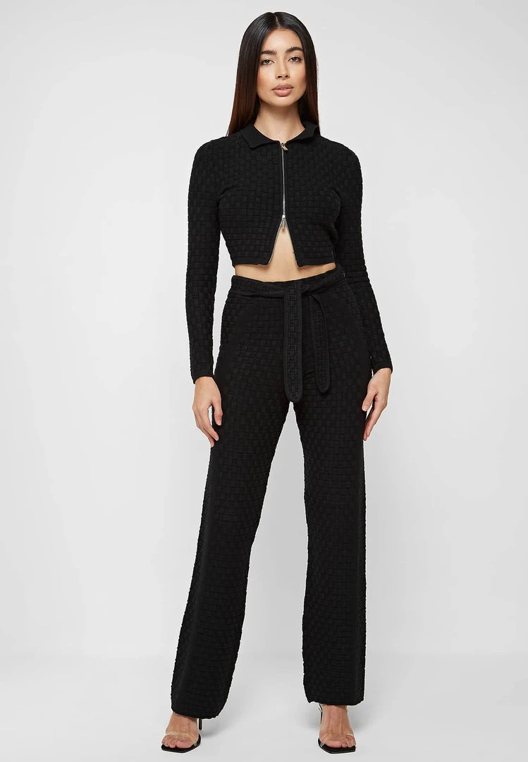 Woman Jackets CO-ORDS Plush Knitted Jacket - Black