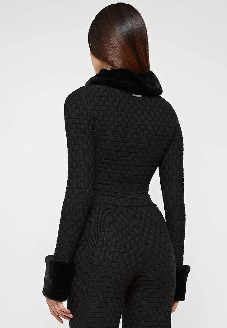 Woman Jackets CO-ORDS Plush Knitted Jacket - Black