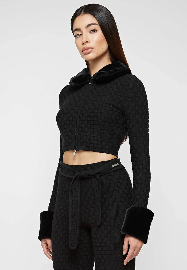 Woman Jackets CO-ORDS Plush Knitted Jacket - Black