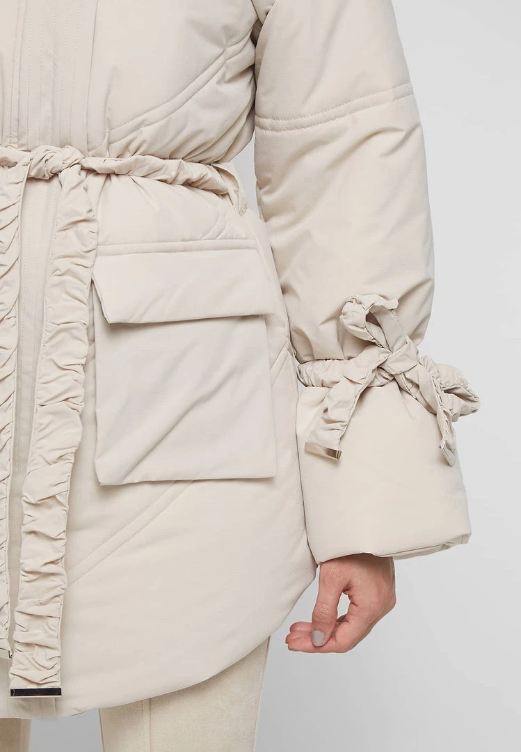 Woman Coats OUTERWEAR Faux Fur Longline Coat - Beige