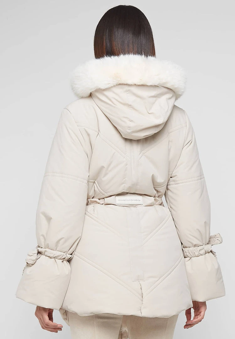 Woman Coats OUTERWEAR Faux Fur Longline Coat - Beige