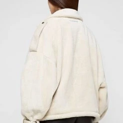 Woman Jackets Oversized Plush Biker Jacket - Beige