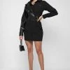 Woman Dresses Woven Overlay Shirt Dress - Black