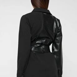 Woman Dresses Woven Overlay Shirt Dress - Black