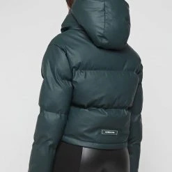 Woman Coats Wrap Neck Puffer Jacket - Forest Green OUTERWEAR