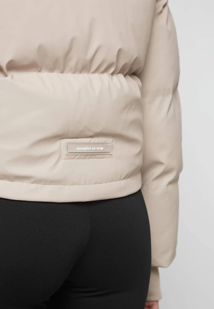 Woman Coats OUTERWEAR Wrap Neck Puffer Jacket - Beige