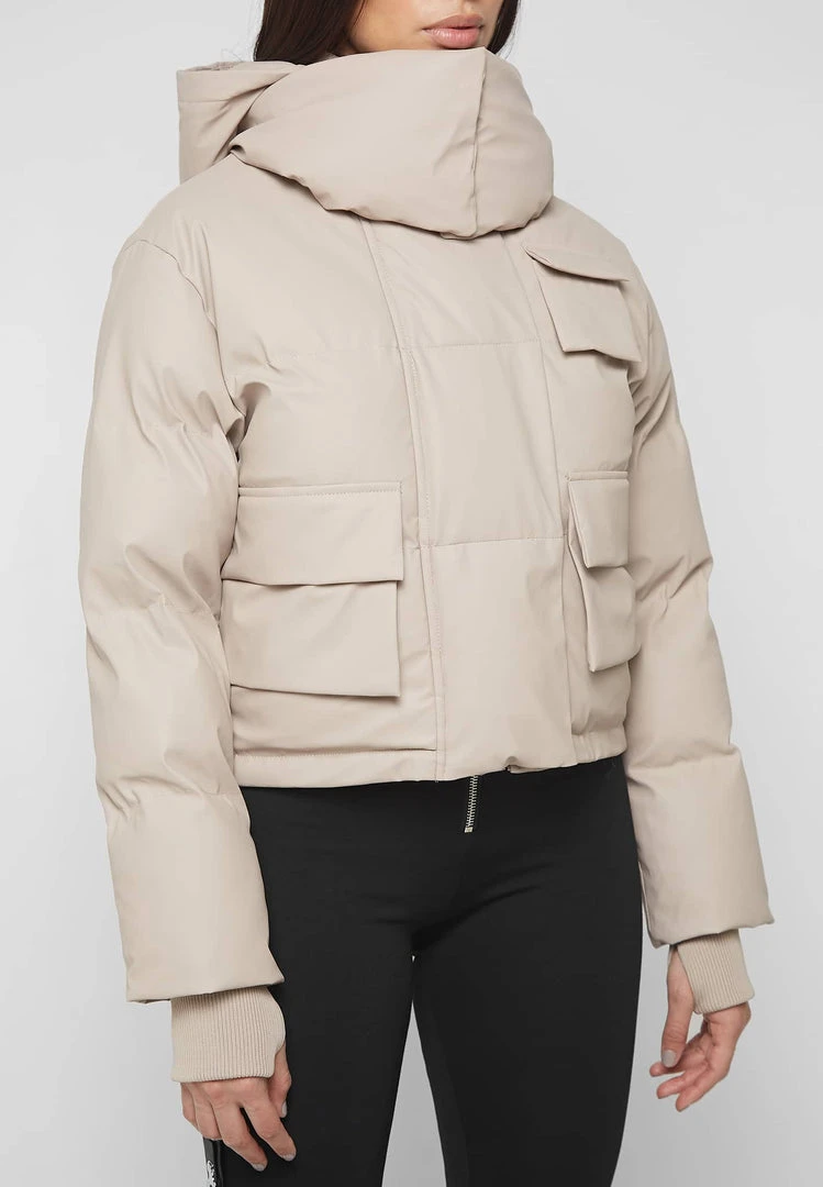 Woman Coats OUTERWEAR Wrap Neck Puffer Jacket - Beige