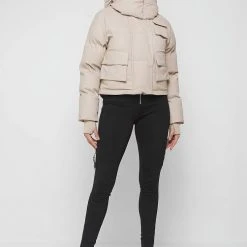 Woman Coats OUTERWEAR Wrap Neck Puffer Jacket - Beige