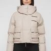Woman Coats OUTERWEAR Wrap Neck Puffer Jacket - Beige