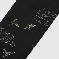 Woman Trousers Birds And Clouds Cargo Pants - Black