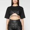 Woman Tops Bustier Crop T-Shirt - Black TOPS & T SHIRTS