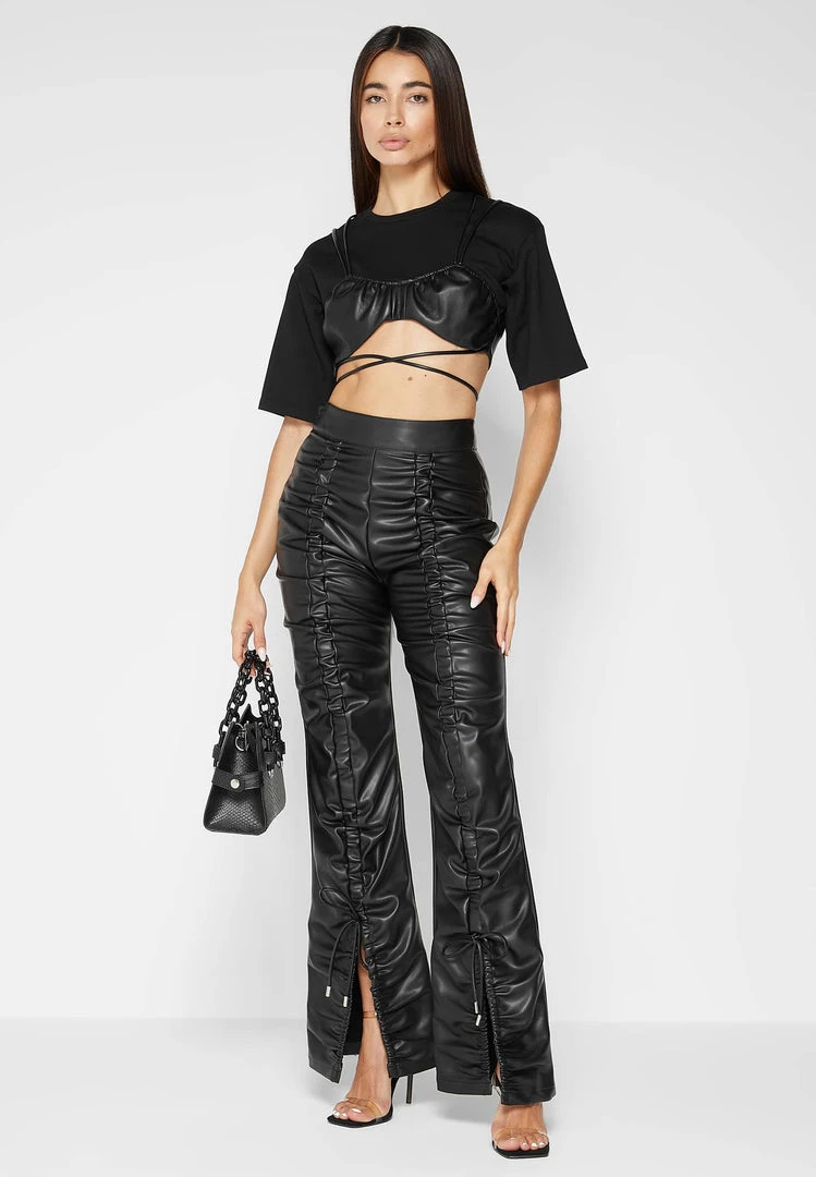 Woman Tops Bustier Crop T-Shirt - Black TOPS & T SHIRTS