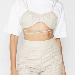 Woman Tops Bustier Crop T-Shirt - White TOPS & T SHIRTS