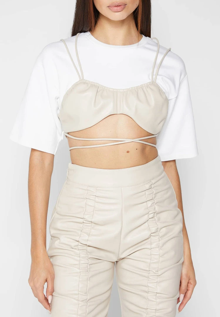 Woman Tops Bustier Crop T-Shirt - White TOPS & T SHIRTS
