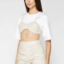 Woman Tops Bustier Crop T-Shirt - White TOPS & T SHIRTS