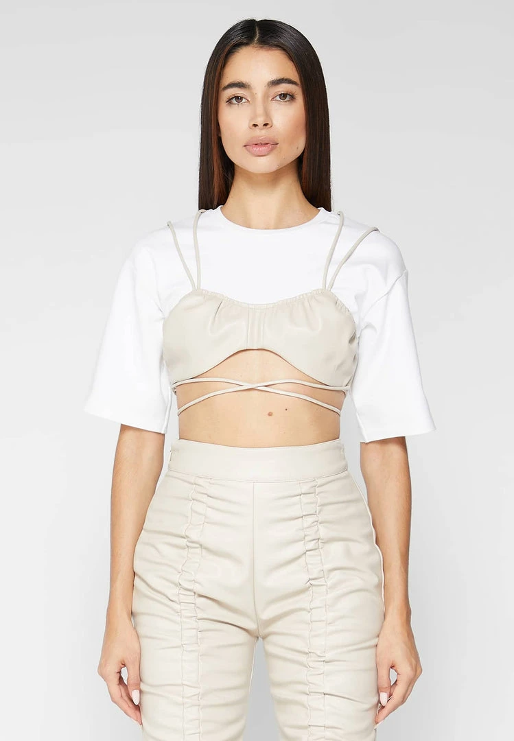 Woman Tops Bustier Crop T-Shirt - White TOPS & T SHIRTS