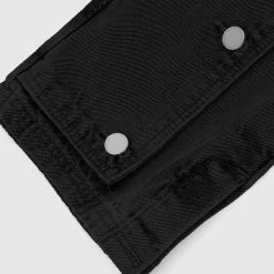 Woman Denim Button Down Overlay Mom Jeans - Black