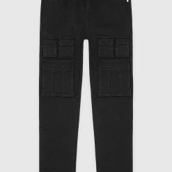 Man Denim Cargo Pocket Jeans - Black