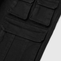 Man Denim Cargo Pocket Jeans - Black