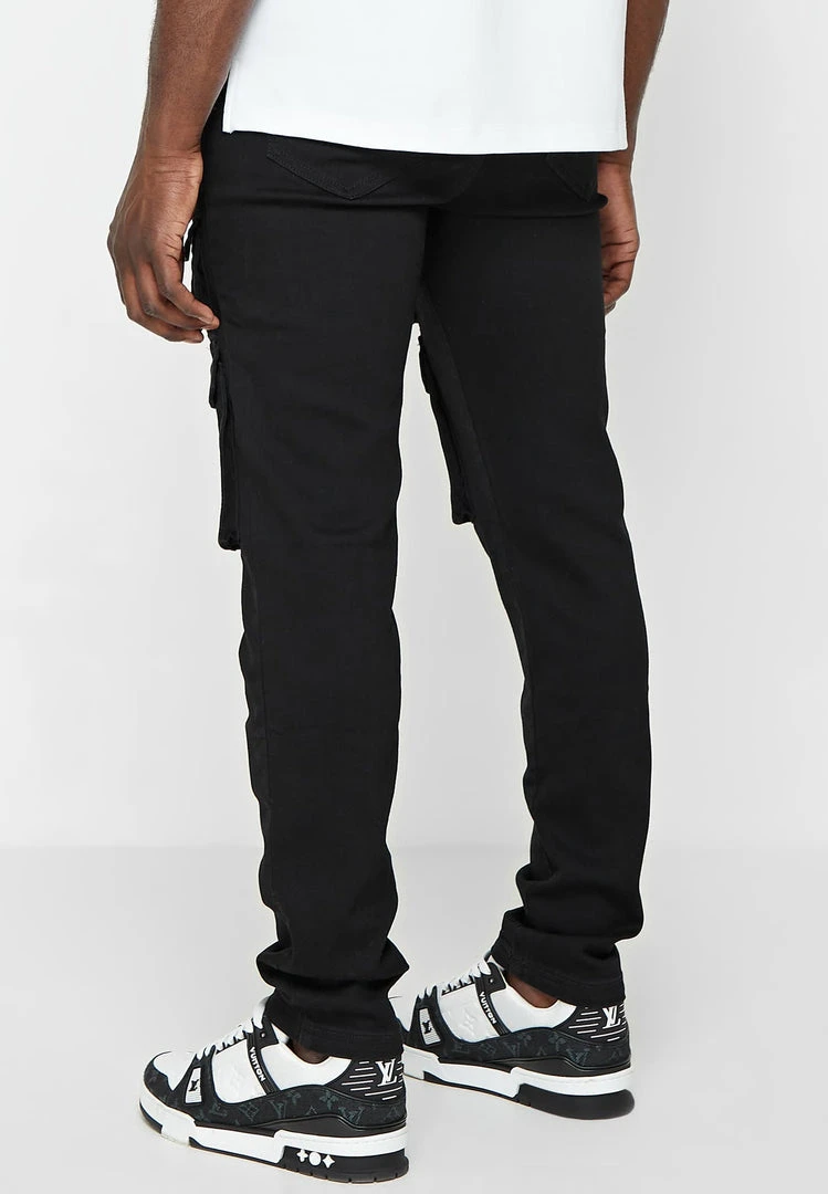 Man Denim Cargo Pocket Jeans - Black
