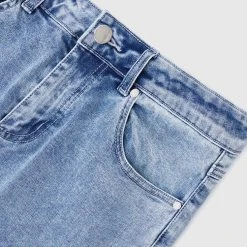 Man Denim Cargo Pocket Jeans - Stonewash Blue