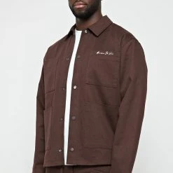 Man Jackets Cargo Shacket - Brown