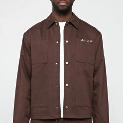 Man Jackets Cargo Shacket - Brown