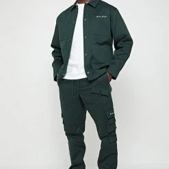Man Jackets Cargo Shacket - Forest Green