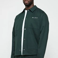 Man Jackets Cargo Shacket - Forest Green